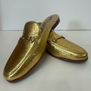 Sam Edelman size 7.5/8 M Linnie Gold Metallic women’s slip on loafers
